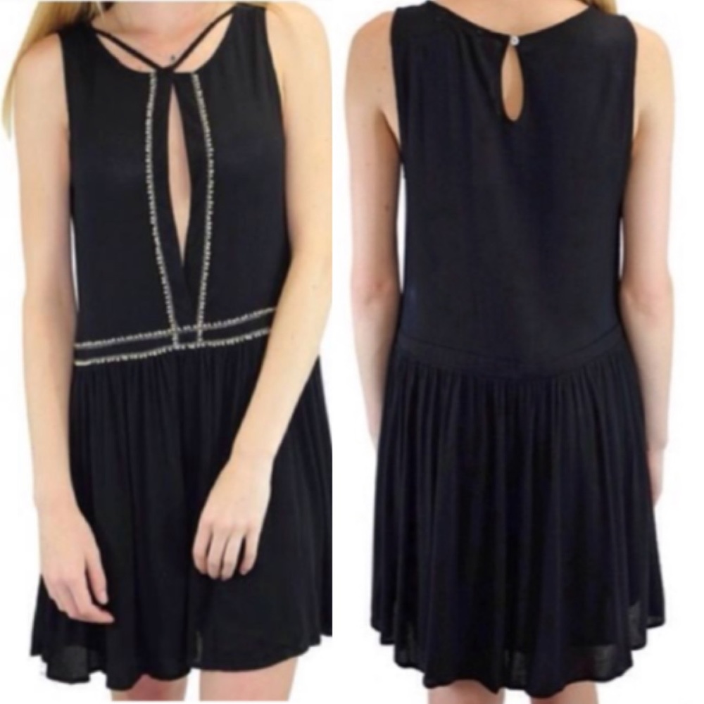 Relished Black Dress W/ Silver & Gold Detail